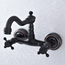 Black Oil Rubbed Brass Kitchen Faucet Bathroom Sink Mixer Tap Wall Mount ssf737