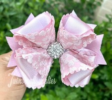 pink hair bow,pink pageant Bow,light pink bow, pink wedding hair bow