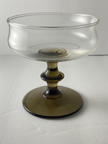 Vintage Libbey Tulip Brown Stem Champagne / Sherbet Glass Set Of 4 - Picture 6 of 6