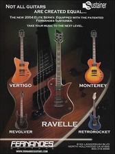 Fernandes Sustainer Elite Series Ravelle Monterey Vertigo guitar 2004 ad print