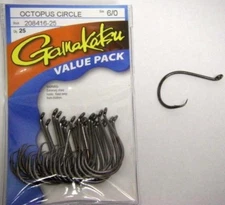GAMAKATSU OCTOPUS CIRCLE HOOK SALTWATER BIG GAME VALUE PACK 6/0 208416-25