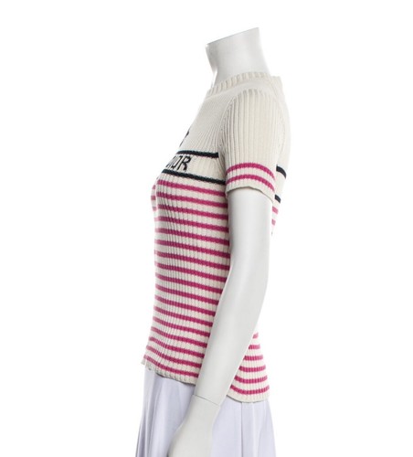 Christian Dior Dioriviera “MONACO” Pink Striped Short Sleeve Sweater S US 6 - 第 8/9 張圖片