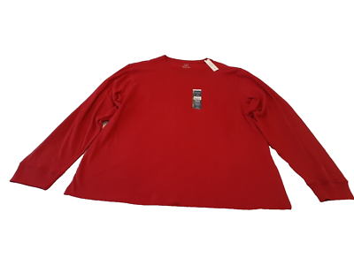 George Men's Red 100% Cotton Long Sleeve Stretch Crew Neck T-Shirt