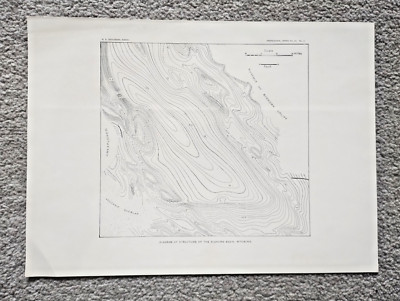 Antike geologische Karte von Bighorn Basin, Wyoming - USA von 1906