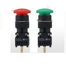Interruptor de botón redondo con tapa de hongo de 16 mm restablecimiento automático 2NO2NC 8 pines contacto plateado