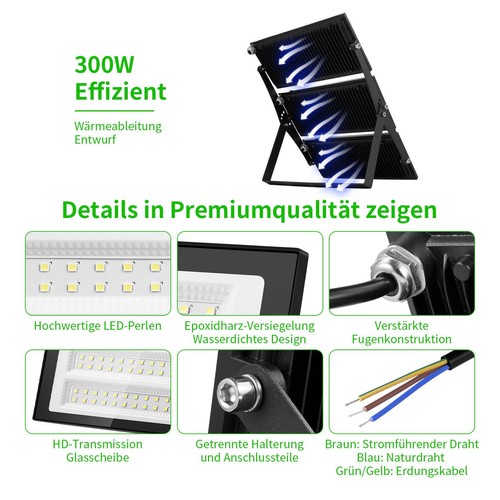 Proiettore led esterno 100/200/300/400watt proiettore faretto lampada parete - Foto 45 di 61