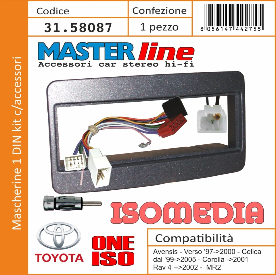 MASCHERINA RADIO 1 DIN COMPATIBILE PER TOYOTA AVENSIS VERSO DAL 2001 AL 2005. - Immagine 3 di 4