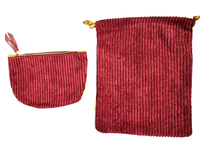 Ipsy Glam Bags Make Up Bag Burgundy Corduroy Lot Of 2