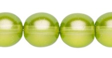 Czech Pressed Glass Pearlized Green 8mm Round Beads w/ 0.9-1mm Hole 1 Std 50 