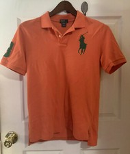 Boy  s Polo Ralph Lauren Big Pony Polo Shirt XL 18-20 Orange/ Green Pony