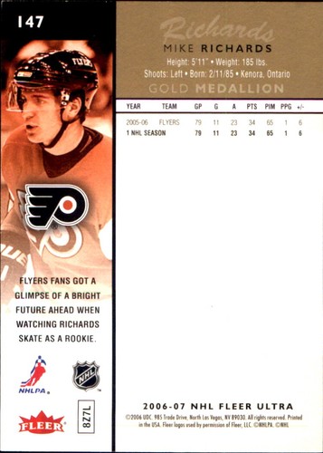 2006-07 Fleer Ultra NHL Hockey SPs RCs Inserts Stars VOUS CHOISISSEZ 🥅🏒 Upper Deck - Photo 163 sur 249