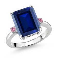 4.3CT Natural Blue Sapphire Engagement Ring in 925 Sterling Silver Gift For Her