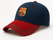 Official Licensed FC Barcelona Baseball Cap - Navy Blue & Red Brim - Adjustable