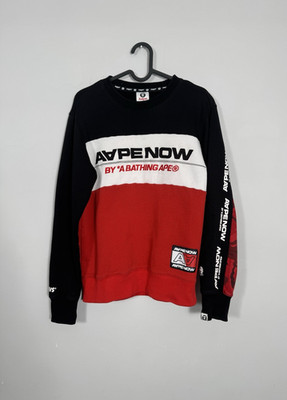 AAPE by A Bathing Ape Sweatshirt Herren Small Crewneck AAPENOW schwarz rot weiß