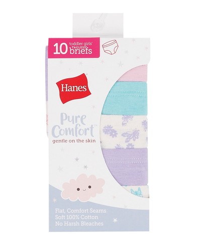 Hanes Briefs 10-Pack Toddler Girls Comfort Breathable Brief Cut Cotton Tag Free