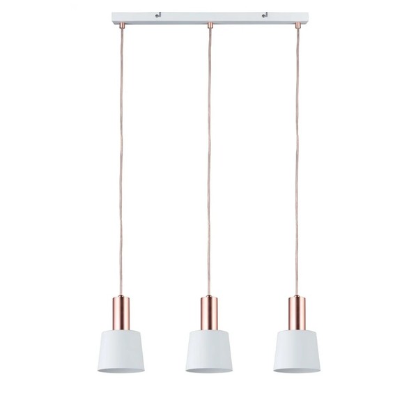 Paulmann 796.57 Neordic Haldar Pendelleuchte 3-Flammig Lampe E14 Weiß, Kupfer-image