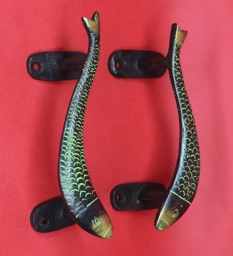 Fish Shape Victorian Repro Handcrafted Brass Wardrobe Almirah Door Pull Handles - Picture 4 of 9