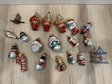 Lot Vintage Blown Glass Assorted SANTA Figurines Christmas Ornaments And Other