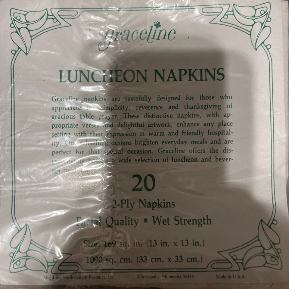 Servilletas de almuerzo Graceline vintage, 60 nuevas paquetes abiertos y platos distintivos mantel Foto 3 de 4