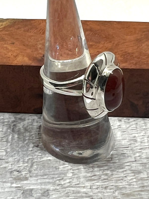 Vintage Mexico 925 Sterling silver ring size 7 Carnelian stone by CII EUC