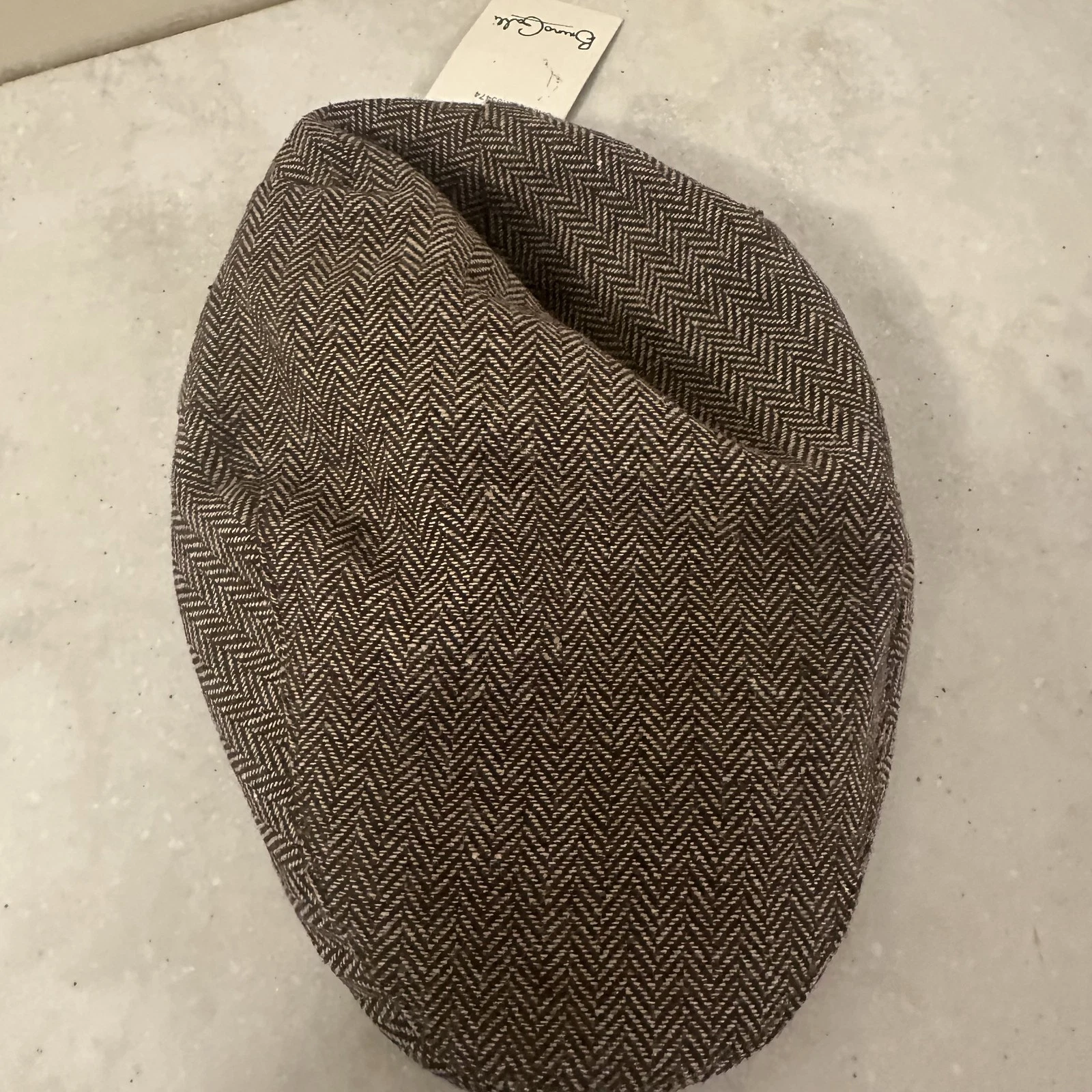 Bruno Galli Men's Brown Herringbone Flat Cap Driving Golf Ivy Hat One Size Wool
