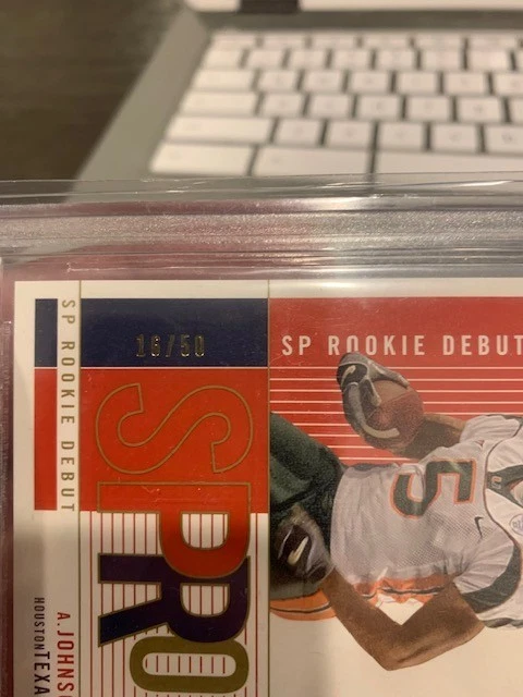 2003 ANDRE JOHNSON UD SP GAME USED #134 GOLD RC /50 BGS 9 TRUE MINT *NICE SUBS* - Image 4 of 4