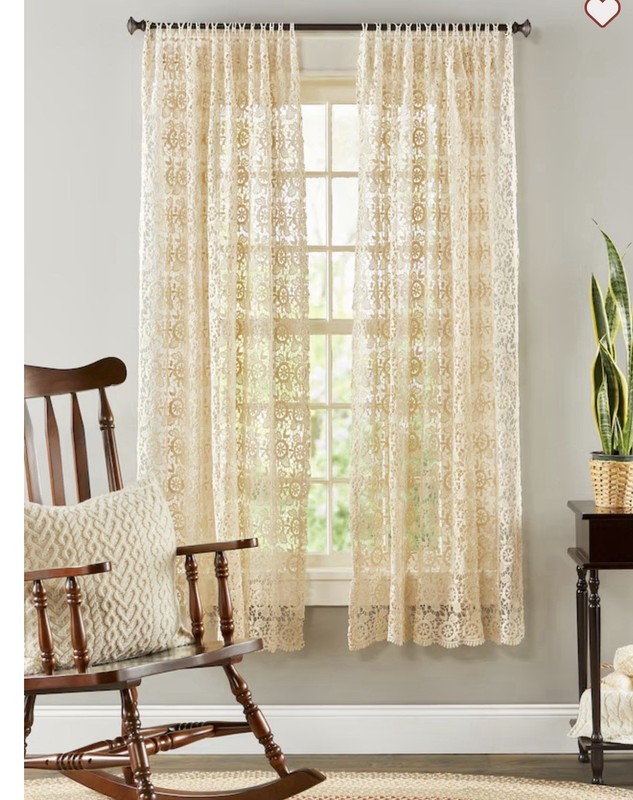 Floral Medallion Macrame Curtains The Vermonst Store 48x 63 Lot Of 2 Panels Ecru