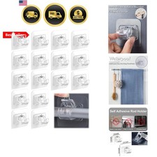 Curtain Rod Bracket No Drilling 16pcs, Self Adhesive Nail Free Curtain Rod Wa...