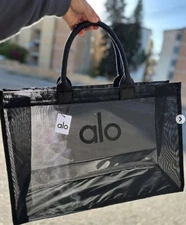 Alo Yoga Sheer Mesh Tote Bag Large - Black – See Through Gym Travel Bag - NWT