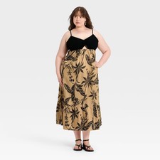 Women's Beaded Strap Printed Maxi Dress - A New Day Black XXL