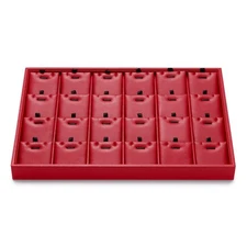 Oirlv Gorgeous Red Leather 24 Grid Jewelry Tray with Removable Inserts Jewelr...