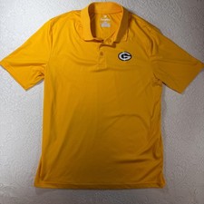 Green Bay Packers Polo Shirt Mens Large Yellow NFL Football Fanatics Golf