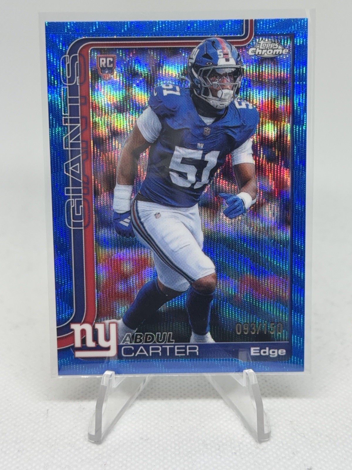 2025 Topps Chrome Football Abdul Carter Blue Wave Refractor /150 #350
