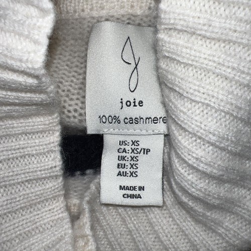 NWT Joie 100% 2 Ply cashmere sweater size XS stripped ivory blue Boxy Cozy XS - Picture 11 of 12