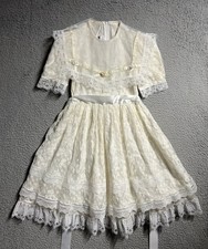 Vintage Jessica McClintock Gunne Sax Girls Size 8 All Over Lace Dress Cream Mint