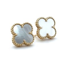 Van Cleef & Arpels Vintage Alhambra Earrings 18K Yellow Gold Mother of Pearl  