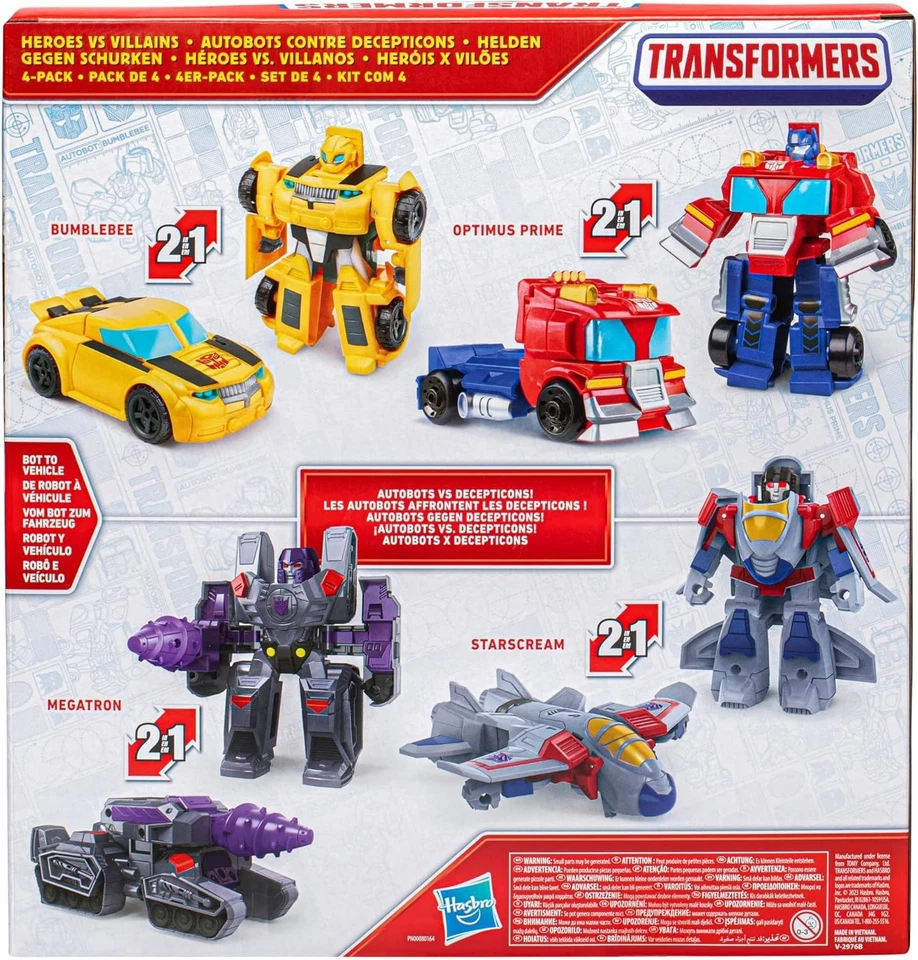 Transformers Heroes vs Villains 4 Pack Bumblebee Optimus Prime Megatron New Toy - Image 3 of 4