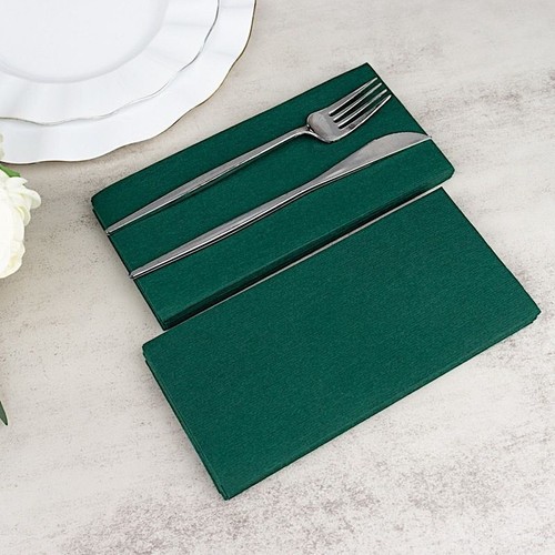 HUNTER GREEN 20 Rectangular 17" x 12" Airlaid Paper Disposable Dinner NAPKINS - Picture 7 of 8