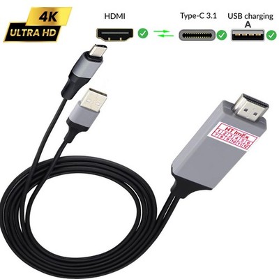 Grau Adapter USB-C zu HDTV HDMI Kabel bis zu 4K x 2K für Samsung Galaxy A35 5G