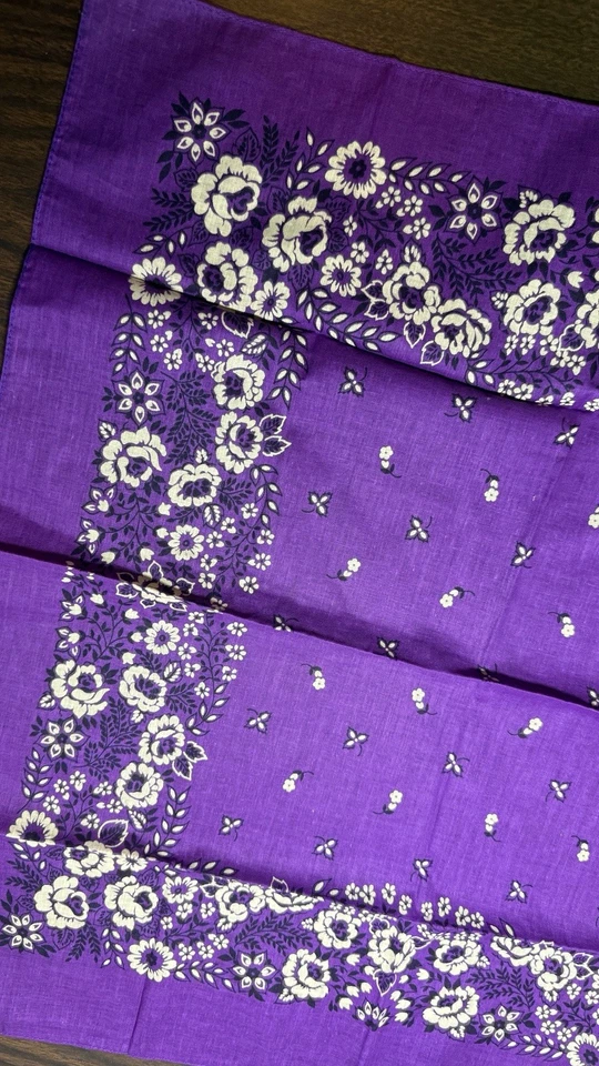 Pañuelo rápido vintage color floral púrpura RN13962 de colección años 70 20x21  Foto 4 de 4