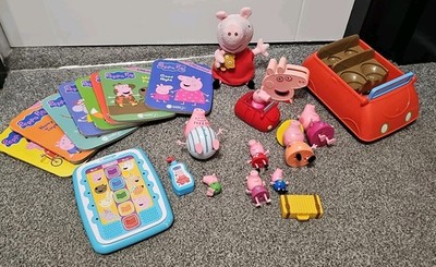RESTPOSTEN PEPPA PIG SPIELZEUG KONVOLUT ME READER + BÜCHER PLÜSCH 7 FIGUREN AUTO VAN
