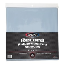 Pack / 100 BCW 33 1/3 Record Album Poly Sleeves 12.75 x 13 - Acid Free, Archival