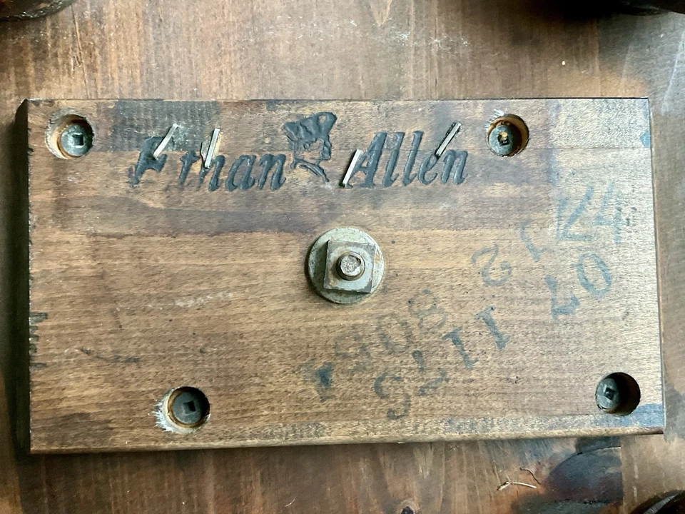 Ethan Allen 1976 Old Tavern Pine 19.5” Square Pedestal Cocktail Table 12-8054 - Image 4 of 4