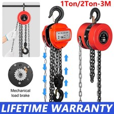 Chain Hoist Block and Tackle 2 Ton Capacity Winch Engine Lift Puller Fall 3M UK