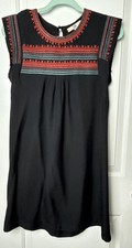 Ya Los Angeles Black Embroidered Shift Dress Small Bohemian Southwestern Boho