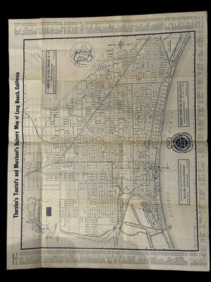 1913 Thurston Long Beach CA Tourist Merchant Delivery Map Street Directory