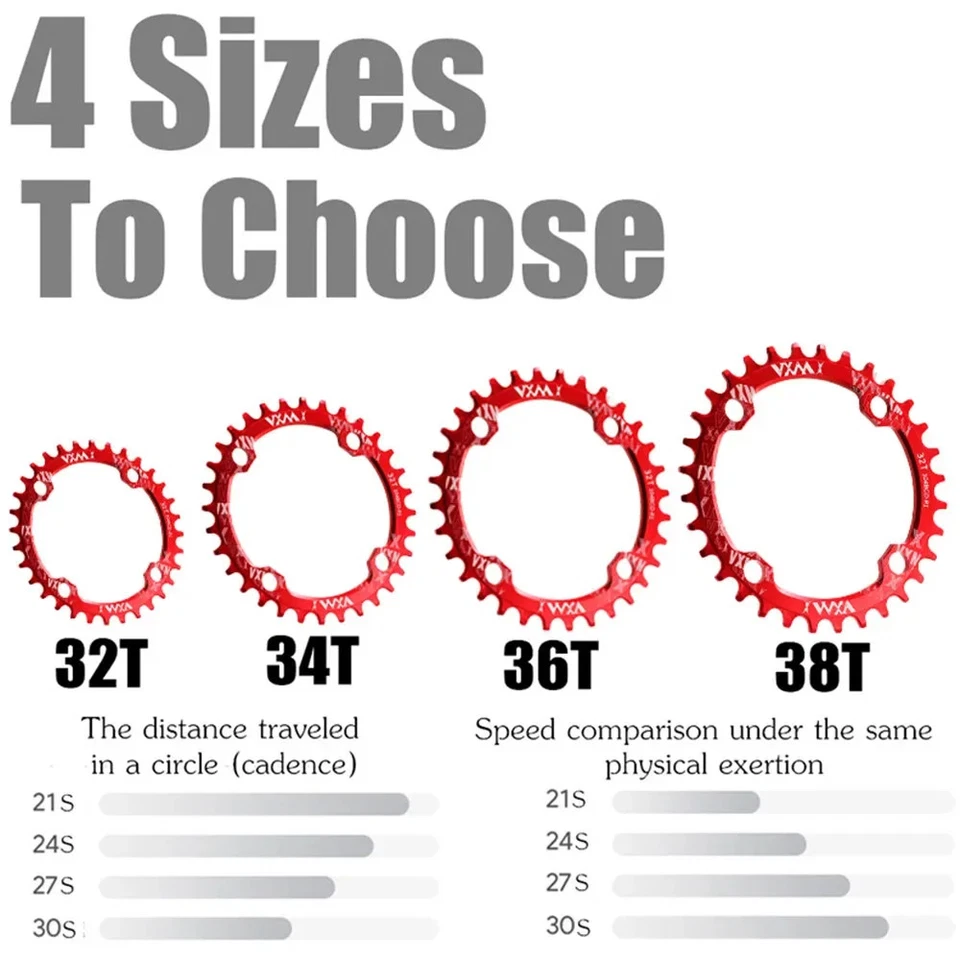 Plato de bicicleta 104BCD MTB 32T-38T anillo estrella ancho estrecho ovalado pieza de ciclismo Foto 3 de 4