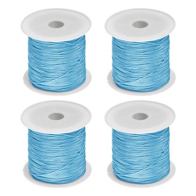 4 Rolls Nylon String Cord 45 Yards 0.4mm Beading Satin String, Sky Blue