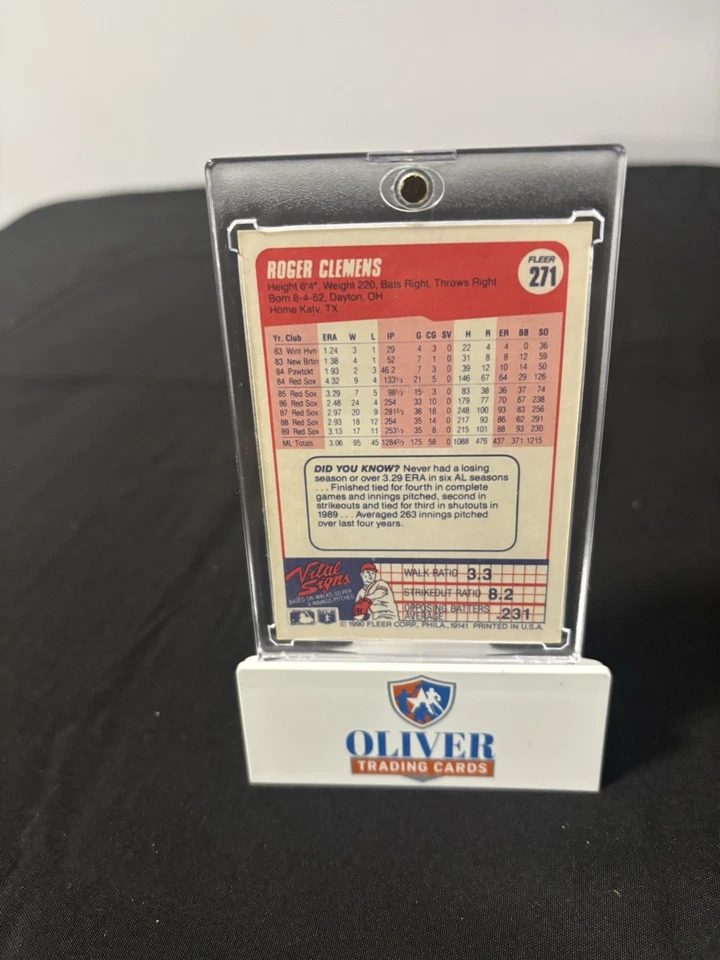 * РЕДКАЯ * Роджер Клеменс 1990 Fleer #271 ошибка новом карта - Изображение 2 из 2