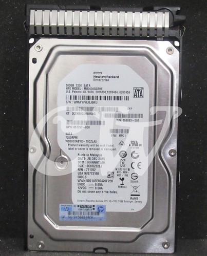 658083-001 658103-001 658071-B21 HPE 500GB 7.2K RPM 6Gb/s 3.5" SATA Hard Drive - Picture 1 of 2